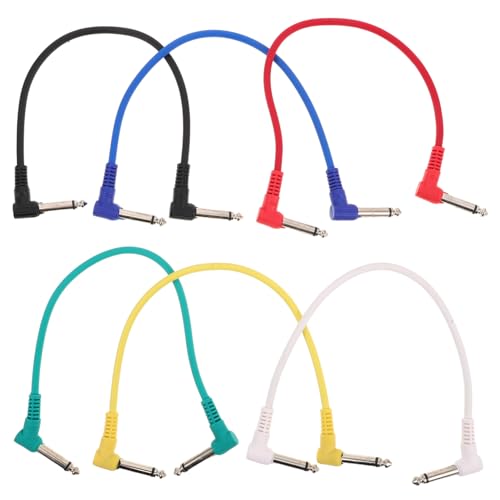 JOINPAYA 6 Stück Gitarren Patchkabel mit Klinkenstecker Gummierte Audio Verbindungskabel für Gitarre und Bass Geräuschreduzierend Kompatibel mit Effektpedalen und Verstärkern von JOINPAYA