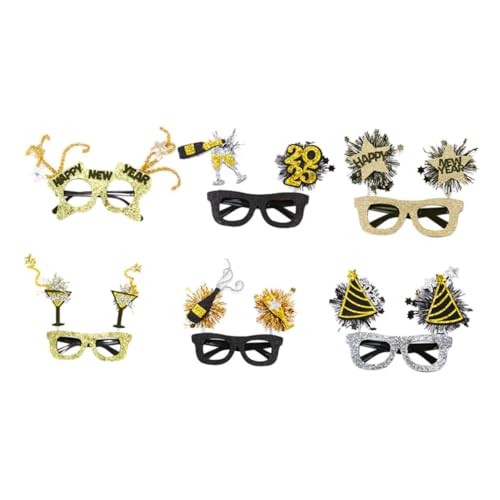 JOINPAYA 6 Stück Neujahrsbrillen Teiliges Schwarz Gold Kunststoff Partyfoto Requisiten für Erwachsene Leichtes Modellier Brillen für Silvesterfeier und Festliche Dekoration JOINPAYA 6 Stück Neujahrsbrillen Teiliges Schwarz Gold Kunststoff Partyfoto Requisiten für Erwachsene Leichtes Modellier Brillen für Silvesterfeier und Festliche Dekoration von JOINPAYA