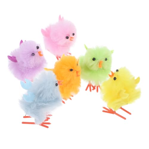 JOINPAYA 6 Stück Plüsch Küken Bunte Ostern Deko für Haus Hotel Feiern Mini Fuzzy Chicks als und Bastelidee Osterdekoration für Festliche Anlässe von JOINPAYA
