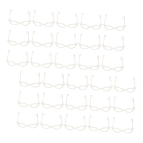 JOINPAYA 60 Stück Mini-Brille Gläser Puppe Requisiten Kleine Aus Kunststoff Puppenbrille Lustige Brillenspielzeuge Stilvolle Brillenrequisiten Weiß Plastik von JOINPAYA
