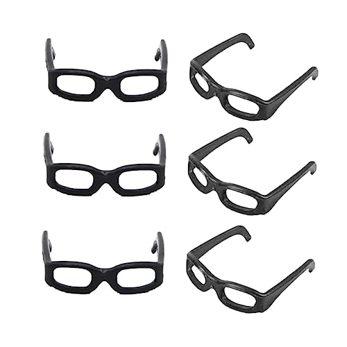 JOINPAYA 60 Stück Schwarz Gerahmte Brille Tierfiguren Plüschpuppe Miniaturblumen Mini-Puppen-dekore Spielzeugpuppen Puppenwagen Winzige Gläser Babyzubehör Puppenkleidung Plastik Black von JOINPAYA