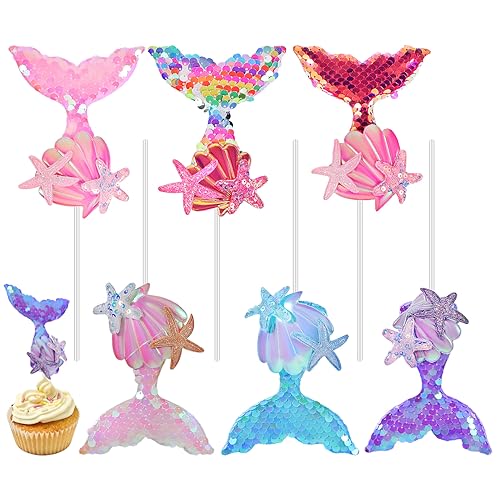 JOINPAYA 6er-Pack Meerjungfrau-kuchenspieße Sichere Kuchendekoration Cupcake-Topper mit Meeresmotiv JOINPAYA 6er-Pack Meerjungfrau-kuchenspieße Sichere Kuchendekoration Cupcake-Topper mit Meeresmotiv von JOINPAYA