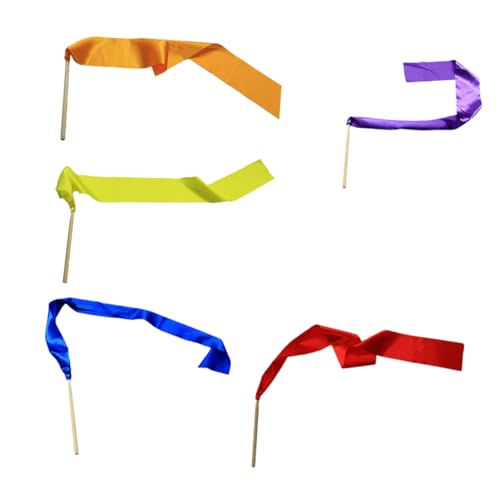 JOINPAYA 7 Stück Ribbon -Tanzspielzeug Streamer Schleifentanz Fitnessstudio Kinderkunst Mädchen tanzende Seidenbänder tanzen Luftschlangen tanzende Gymnastikbänder Hölzern von JOINPAYA