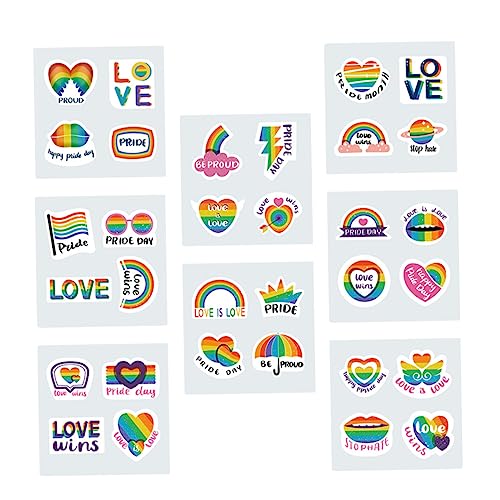 JOINPAYA 8blätter Pride Gay Transfer Decals Bunte Regenbogen Aufkleber Für Dekoration Selbstklebende Pride Party Sticker Für Festivals Und Feiern Langlebig Und Leicht Anzuwenden von JOINPAYA