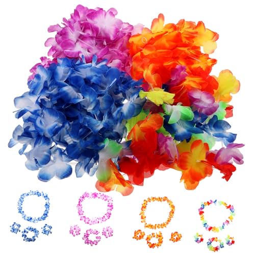 JOINPAYA Hawaiian Leis Teilig Buntes Hawaii Party Blumendekorationen Teiliges mit Halsketten Armbändern Stirnbändern für Luau Strand Fest von JOINPAYA