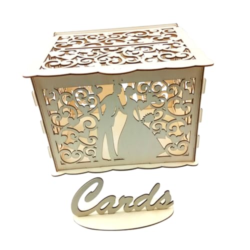 JOINPAYA Hochzeit Memory Box Aushöhlen 3d Hochzeitshalter Behälter Zur Aufbewahrung Baby- Baby Geschenkkarte Hochzeit Spardose Holz Bad Rätsel Braut Hölzern Briefkopf Visitenkarte von JOINPAYA