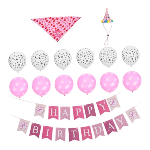 JOINPAYA Katzengeburtstag Dekoration Set Cartoon Banner Party Zubehör für Haustierfeiern Geeignet für Kindergeburtstage und Haustiergeburtstage Pinkes Design für Unvergessliche Feiern von JOINPAYA