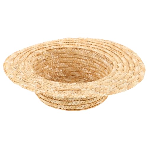 JOINPAYA Kleine Strohhutpuppe Puppe Mini formelle Hüte Sonnenhüte Mädchen Korb Kappe Mädchen Hut Puppenhut Handgemachter Hut gewebter Hut kleine hüte Mini-Hut Khaki von JOINPAYA
