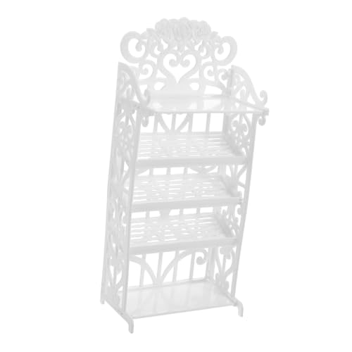 JOINPAYA Mini-puppenschuhregal Bücherregal Puppenhaus Puppenständer Puppenhaus Bücherregal Mini-spindspielzeug Miniatur-puppenhaus-bücherregal Mini-supermarktregale Puppenmöbel Weiß Plastik von JOINPAYA