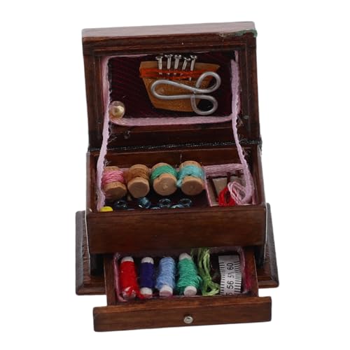JOINPAYA Miniatur-nähkasten Aus Holz Für Puppenhaus Im Maßstab 112 Retro-Design Mini-nähset Für Sammler von JOINPAYA