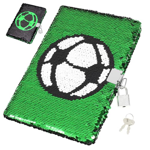JOINPAYA Fußball-notizbuch Tagebuch Schloss Jungen Pailletten-tagebuch Dicke Seiten Zum Schreiben Planer Tagebuch Kreatives Schreiben von JOINPAYA