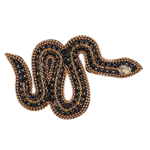 JOINPAYA Schlangenförmiger Stoffaufnäher mit Strasssteinen Schlangenflicken aufbügeln schlangenförmige Flecken Flicken zum Aufbügeln Vintage Designer-Patches geblendet Perlenfleck Plastik von JOINPAYA
