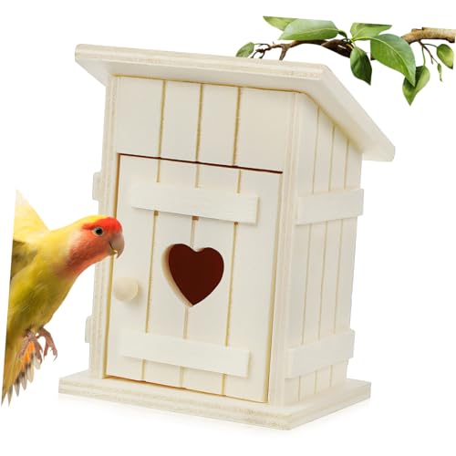 JOINPAYA Vogelnest Aus Holz Buche Kolibri Vogelhäuschen Für Draußen Verschachtelung Vogel Im Freien Vogel Nisten Nester Hinterhof Material Bemalbare Vogelhäuser Natürliches Holz Beige von JOINPAYA