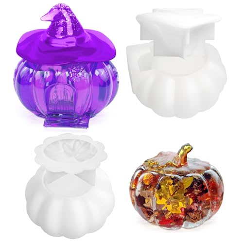 JOINSI Kürbisgläser aus Kunstharz mit Hexendeckel, Halloween-Silikon-Boxen, Epoxidharz-Formen für Harzguss, Schmuck, Süßigkeiten, Kerzen, Behälter, Herbst, Halloween-Dekoration, 2 Stück JOINSI Kürbisgläser aus Kunstharz mit Hexendeckel, Halloween-Silikon-Boxen, Epoxidharz-Formen für Harzguss, Schmuck, Süßigkeiten, Kerzen, Behälter, Herbst, Halloween-Dekoration, 2 Stück von JOINSI