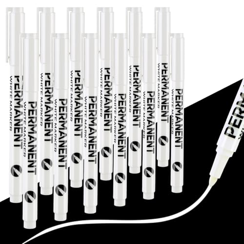 JOISHOP Weiße Acrylmarker, 12 Stück Permanent Marker Weiße Marker Tinte wasserfeste stifte für Steine Bemalen Metall Kunststoff Reifen Keramik Holz Glas Stoff JOISHOP Weiße Acrylmarker, 12 Stück Permanent Marker Weiße Marker Tinte wasserfeste stifte für Steine Bemalen Metall Kunststoff Reifen Keramik Holz Glas Stoff von JOISHOP