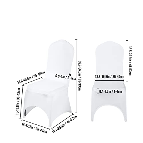JOJIDE 50 100 Stücke Hochzeit Stuhlhussen Spandex Stretch Schonbezug for Restaurant Bankett Hotel Dining Party Universal Stuhlabdeckung(Arch-Front White,50PCS) von JOJIDE