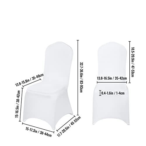 JOJIDE 50 100 Stücke Hochzeit Stuhlhussen Spandex Stretch Schonbezug for Restaurant Bankett Hotel Dining Party Universal Stuhlabdeckung(Flat-Front White,50PCS) von JOJIDE