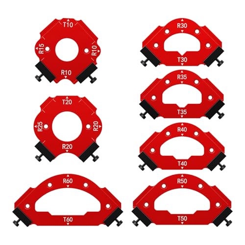 7 x Eckradius-Schablone, Radiusvorrichtung, Router mit abnehmbarem Clip, 18 Formen, Bogenschneiden, Hilfswerkzeug für Holzbearbeitung, R10, R20, R30, R35, R40, R50, R60 7 x Eckradius-Schablone, Radiusvorrichtung, Router mit abnehmbarem Clip, 18 Formen, Bogenschneiden, Hilfswerkzeug für Holzbearbeitung, R10, R20, R30, R35, R40, R50, R60 von JOJOCY
