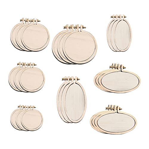 JOJOCY Mini-Stickrahmen aus Holz, Stickkreis für DIY-Anhänger, Rund, Oval, Vertikal, Horizontal (24 Sets und 8 Größen) von JOJOCY