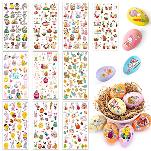 300+ (10 Blätter) Easter Stickers, Osterei Hase Aufkleber, Ostern Kinder Stickers, Ei Hase Lamm und Küken Stickers, Osterdekorationen, Osterhasen Geschenke von JOJOLUXE