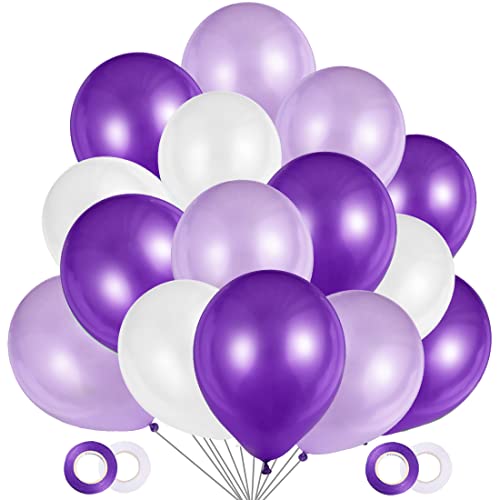 Luftballons Lila Weiß, 100 Stück Pastell Lila Ballons 30cm, Ballon Violett helium, Luftballons Lavendel für Geburtstag Konfirmation Feier Jubiläum Hochzeit Bride JGA Party Deko Lila von JOJOR