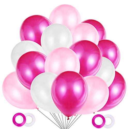 Luftballons Rosa Weiß Fuchsie, 100 Stück Rosa Weiß Pink Ballons Helium für Geburstag Deko, Baby Dusche Party, Mädchen Baby Shower, Hochzeitsdeko Dekorationen Luftballons Rosa Weiß Fuchsie, 100 Stück Rosa Weiß Pink Ballons Helium für Geburstag Deko, Baby Dusche Party, Mädchen Baby Shower, Hochzeitsdeko Dekorationen von JOJOR