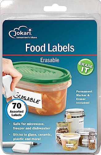Jokari 47826 - Starter-Pack Food Labels - für löschbare Lebensmitteletiketten mit 70 verschiedenen Etiketten, Radierer und Stift - Weiß - EINWEG Jokari 47826 - Starter-Pack Food Labels - für löschbare Lebensmitteletiketten mit 70 verschiedenen Etiketten, Radierer und Stift - Weiß - EINWEG von JOKARI