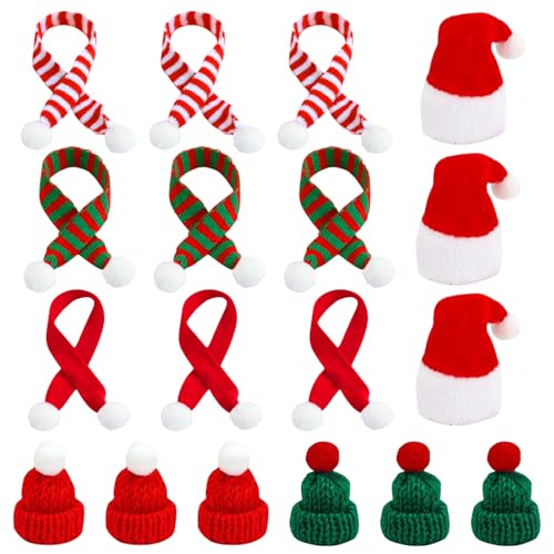 18 Stück Mini Weihnachtsmütze, Mini Weihnachtsmütze und Schal Set,Weihnachts Haarschmuck, Kleine Mützen, Weihnachtsschal für Weihnachtsdeko DIY Puppenzubehör Flaschendeko Heimdekoration Partydeko 18 Stück Mini Weihnachtsmütze, Mini Weihnachtsmütze und Schal Set,Weihnachts Haarschmuck, Kleine Mützen, Weihnachtsschal für Weihnachtsdeko DIY Puppenzubehör Flaschendeko Heimdekoration Partydeko von JOKILY