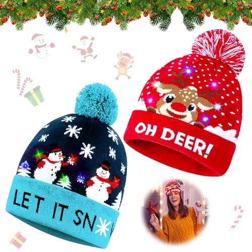 2 Stück Weihnachtsmütze Kinder, LED Weihnachtsmütze, Mütze mit LED Licht Kinder, Weihnachtsmann Mütze, Weihnachten Hut für Unisex Kinder Erwachsene Weihnachtsfeier Winter Urlaub Weihnachten Mütze 2 Stück Weihnachtsmütze Kinder, LED Weihnachtsmütze, Mütze mit LED Licht Kinder, Weihnachtsmann Mütze, Weihnachten Hut für Unisex Kinder Erwachsene Weihnachtsfeier Winter Urlaub Weihnachten Mütze von JOKILY