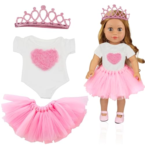 Geburtstag Puppe Rosa Kleidung, Puppen Zubehör 43cm, Puppenkleidung, Geburtstags Puppenkleider Zubehör Set, Kleidung Outfits für Baby Puppen, Puppe Kleidung, Geschenke für Mädchen Jungen(A) von JOKILY