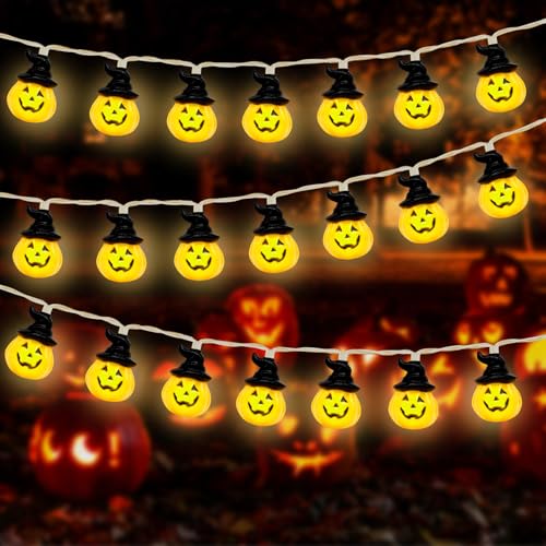 Halloween Lichterkette, 300cm * 20 LED Halloween Kürbis Deko Lichterkette, Kürbis Lichterkette für Halloween, Halloween LED Lichterkette,Wasserdichte Lichtkette für Innen Draußen Halloween Party Deko von JOKILY