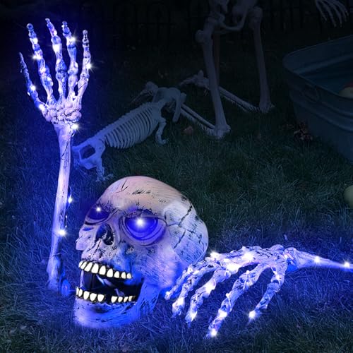 Halloween Skelett Deko, Totenkopf Deko, Halloween Deko Skelett, Totenkopf, Hand,Realistische Halloween Grausigkeit Skelett Deko,Gefälschte Skelett Schädel Skelett-Hände für Party Garten Hof Dekoration Halloween Skelett Deko, Totenkopf Deko, Halloween Deko Skelett, Totenkopf, Hand,Realistische Halloween Grausigkeit Skelett Deko,Gefälschte Skelett Schädel Skelett-Hände für Party Garten Hof Dekoration von JOKILY