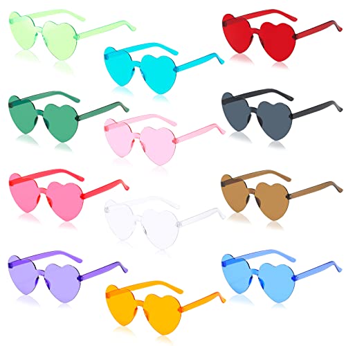 Herz Party Brillen, 12 Stück Farben Party Brille, Herzform Sonnenbrille, Retro Party Sonnenbrille, Fashion Brille Randlose Interessant Brille, Hippie Brille für Fasching Karneval Foto Requisiten Herz Party Brillen, 12 Stück Farben Party Brille, Herzform Sonnenbrille, Retro Party Sonnenbrille, Fashion Brille Randlose Interessant Brille, Hippie Brille für Fasching Karneval Foto Requisiten von JOKILY
