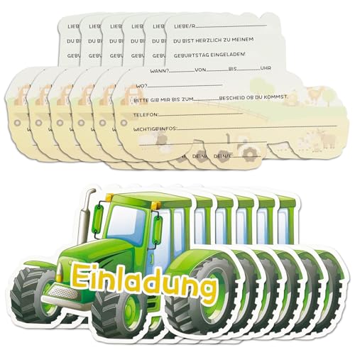 JOKILY 12 Stück Einladungskarten Kindergeburtstag, Traktor Einladungskarten, Geburtstagseinladung Einladungen, Partyeinladungen, Einladungen Mottoparty, Geburtstagseinladungen für Kinder JOKILY 12 Stück Einladungskarten Kindergeburtstag, Traktor Einladungskarten, Geburtstagseinladung Einladungen, Partyeinladungen, Einladungen Mottoparty, Geburtstagseinladungen für Kinder von JOKILY