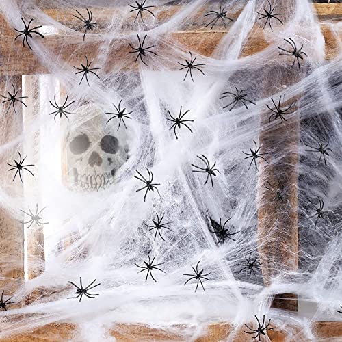 JOKILY Halloween 200g Spinnennetz + 30 Horror Spinnenn, Halloween Party Deko, Weiss Spinnweben Dekoration, Spinngewebe Spinnenn Halloween Deko für Haus & Garten JOKILY Halloween 200g Spinnennetz + 30 Horror Spinnenn, Halloween Party Deko, Weiss Spinnweben Dekoration, Spinngewebe Spinnenn Halloween Deko für Haus & Garten von JOKILY