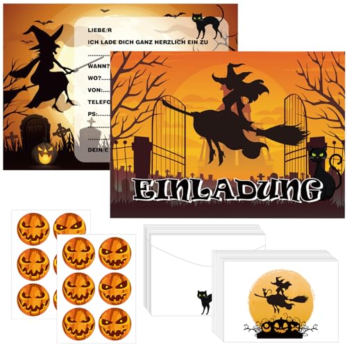 Halloween Einladungskarten Kinder,12 Halloween Party Einladungen mit Umschlägen Halloween Aufklebern,Halloween Einladungskarten,Kürbis Hexe Schloss Spooky Thema Einladungskarte für Grusel Party (A) Halloween Einladungskarten Kinder,12 Halloween Party Einladungen mit Umschlägen Halloween Aufklebern,Halloween Einladungskarten,Kürbis Hexe Schloss Spooky Thema Einladungskarte für Grusel Party (A) von JOKILY