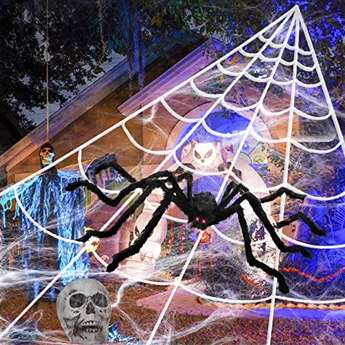 JOKILY Halloween Spinnennetz 5 x 4.8 m Spinngewebe Dekoration Set Super Stretch Cobweb Riesen Halloween Spinnennetz Dekoration Halloween Deko Garten von JOKILY
