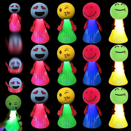JOKILY 12 Stück LED Feder Leucht Springendes Spielzeug, LED Leuchtspielzeug Kinder, Mitgebsel kindergeburtstag, Springbälle Hüpfball, Kindergeburtstag Mitgebsel Set,Emoticons Puppen für Kinder JOKILY 12 Stück LED Feder Leucht Springendes Spielzeug, LED Leuchtspielzeug Kinder, Mitgebsel kindergeburtstag, Springbälle Hüpfball, Kindergeburtstag Mitgebsel Set,Emoticons Puppen für Kinder von JOKILY
