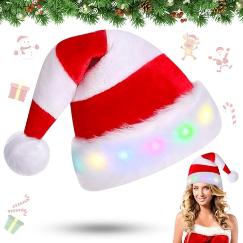 JOKILY Weihnachtsmütze, LED Plüsche Weihnachtsmann Mütze, Plüsch Nikolausmütze mit Doppeltem Samt, Nikolausmütze Rot, Weihnachtszubehör für Weihnachts Weihnachtsfeiern Geschenk für Frauen, Männer (B) JOKILY Weihnachtsmütze, LED Plüsche Weihnachtsmann Mütze, Plüsch Nikolausmütze mit Doppeltem Samt, Nikolausmütze Rot, Weihnachtszubehör für Weihnachts Weihnachtsfeiern Geschenk für Frauen, Männer (B) von JOKILY