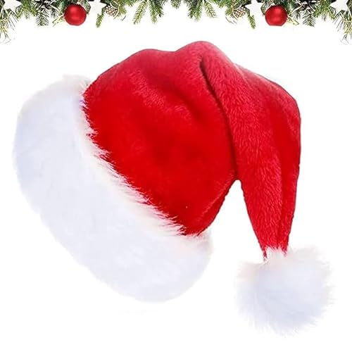 JOKILY Weihnachtsmützen Erwachsene,Weihnachtsmütze, Nikolausmütze Plüsch,Weihnachten Nikolaus Mütze Rot für Erwachsene Kinder,Weihnachtszubehör für Weihnachts und Weihnachtsfeiern,Weihnachtskonzert von JOKILY