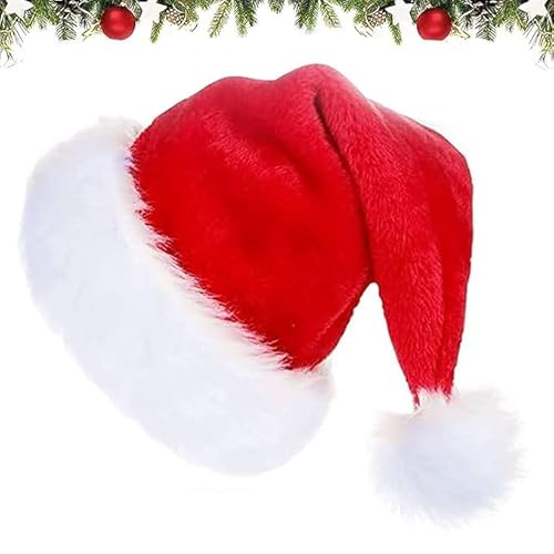 JOKILY Weihnachtsmützen Erwachsene,Weihnachtsmütze, Nikolausmütze Plüsch,Weihnachten Nikolaus Mütze Rot für Erwachsene Kinder,Weihnachtszubehör für Weihnachts und Weihnachtsfeiern,Weihnachtskonzert von JOKILY