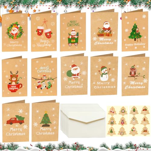Weihnachtspostkarten, 12 Set Weihnachtskarten mit Umschlag und Aufkleber, Weihnachten Karten Karte Postkarte Weihnachtspostkarte, Weihnachtskarte Klappkarten Blanko Grußkarten für Weihnachtsgrüße Weihnachtspostkarten, 12 Set Weihnachtskarten mit Umschlag und Aufkleber, Weihnachten Karten Karte Postkarte Weihnachtspostkarte, Weihnachtskarte Klappkarten Blanko Grußkarten für Weihnachtsgrüße von JOKILY