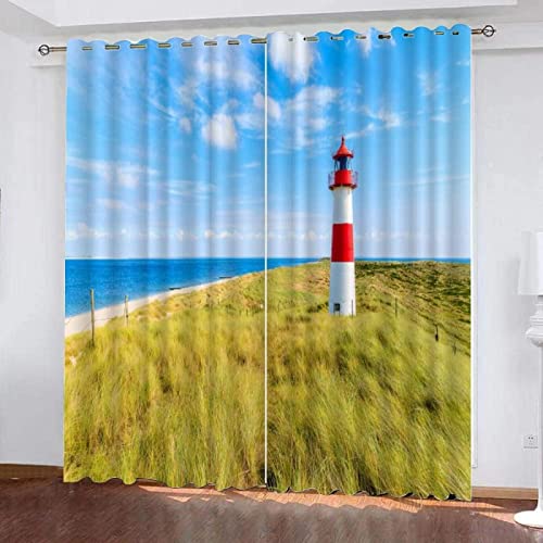 JOKITA Leuchtturm Verdunkelungsvorhänge 3D Vorhänge Blickdicht Leuchtturm Verdunkelungsvorhang mit Ösen für Schlafzimmer Kinderzimmer Wohnzimmer Dekoration Gardienen 220x215 cm JOKITA Leuchtturm Verdunkelungsvorhänge 3D Vorhänge Blickdicht Leuchtturm Verdunkelungsvorhang mit Ösen für Schlafzimmer Kinderzimmer Wohnzimmer Dekoration Gardienen 220x215 cm von JOKITA
