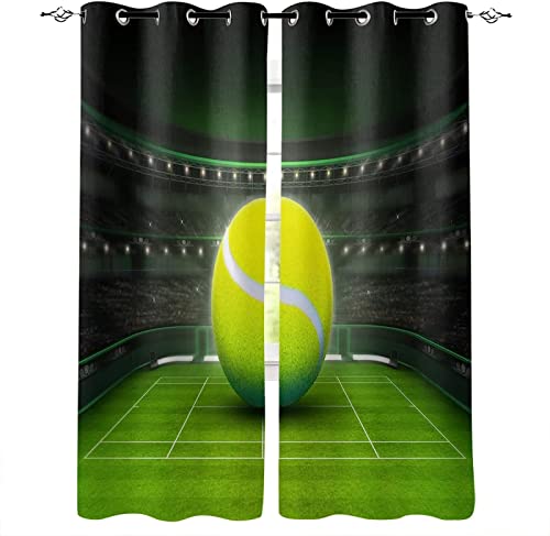 JOKITA Tennis Verdunkelungsvorhänge 3D Vorhänge Blickdicht Tennis Verdunkelungsvorhang mit Ösen für Schlafzimmer Kinderzimmer Wohnzimmer Dekoration Gardienen 234x230 cm von JOKITA
