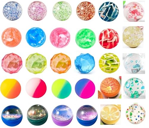 JOLCEEY 30 Stück Flummies für Kinder, Bunte Gummibälle Kleine Hüpfbälle Flummis Spielzeugbälle für Jungen Mädchen Partygeschenke Geburtstagsgeschenke Klassenzimmerpreise von JOLCEEY