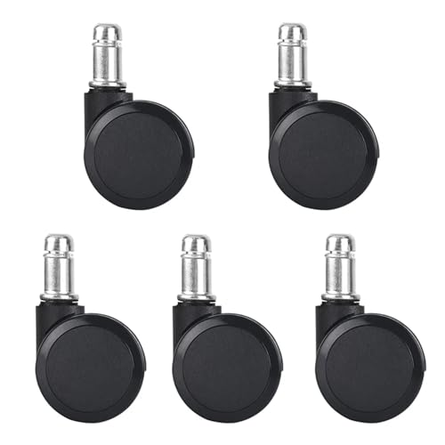 5 Stück 2 Zoll Universal Lenkrollen Ersatz Gaming Stuhl Bürostuhl Rollen Trolley Möbelbeschläge(5pcs Black) von JOLIANE