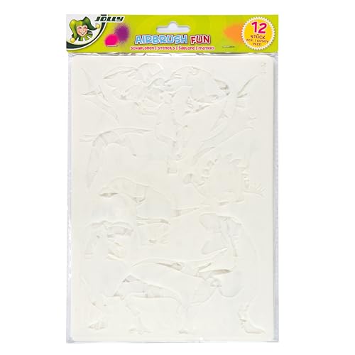 JOLLY Airbrush Schablone Set, 12 Stück, A4-Format, Kunststoff, Transparent, Vielseitige Motive, Wiederverwendbar von JOLLY