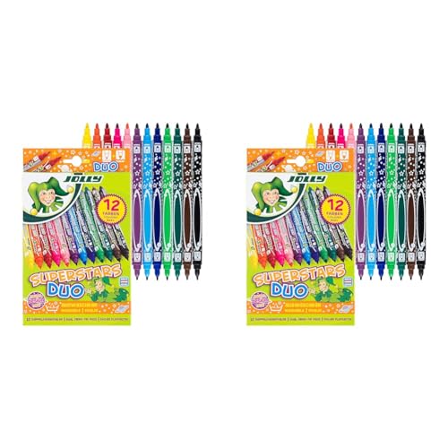 JOLLY Fasermaler Superstar Duo sort, 12er-Kartonetui (Packung mit 2) von JOLLY