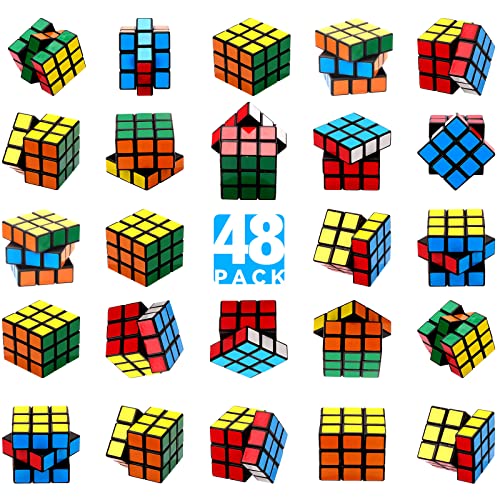 48er-Set Mini-Würfel, 3×3×3 Puzzlewürfel (1,18 Zoll), Stressabbau-Spielzeug, Party-Mitgebsel, Geburtstagsgeschenke, Partyzubehör für Jungen und Mädchen, Osternest-Füllungen von JOLLYFUN