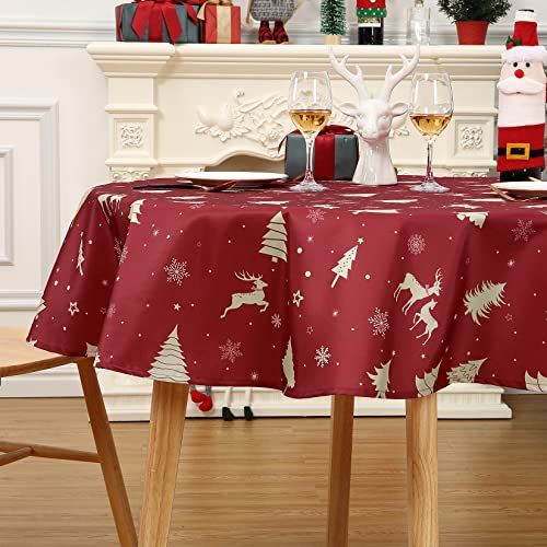 JOLLYTOP Tischdecke Weihnachten Tischdecke Rund, Wasserabweiseind Tischdecke mit Hirsh, Tischtuch Abwaschbar Tischdecke für Feiertag Dekoration,Rund Durchmesser 152cm,Gold JOLLYTOP Tischdecke Weihnachten Tischdecke Rund, Wasserabweiseind Tischdecke mit Hirsh, Tischtuch Abwaschbar Tischdecke für Feiertag Dekoration,Rund Durchmesser 152cm,Gold von JOLLYTOP